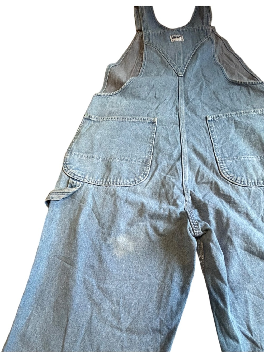 Vintage Liberty Denim Overalls Men’s 48x32 Light Wash Carpenter - Picture 13 of 16